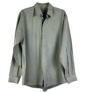 V2 by Versace long sleeve pin striped hidden button down cotton shirt